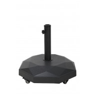 Pie Parasol Cemento C/ruedas Redondo Negr 40 Kg