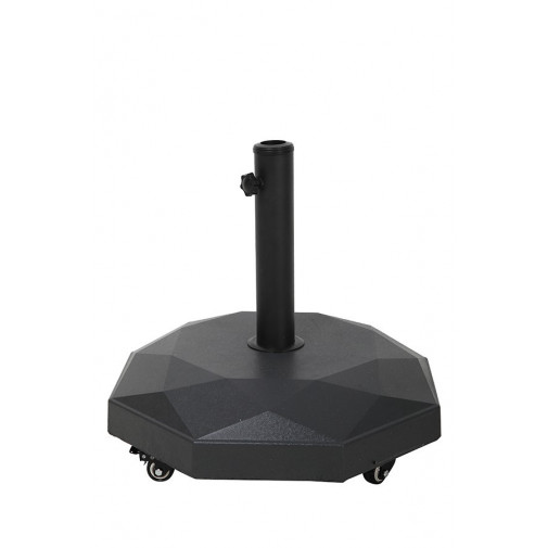 Pie Parasol Cemento C/ruedas Redondo Negr 40 Kg