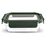 Contenedor Vidrio Rectangular 640 Ml Tapa Vidrio