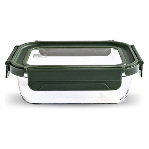 Contenedor Vidrio Rectangular 640 Ml Tapa Vidrio