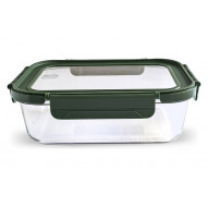 Contenedor Vidrio Rectangular 1040 Ml Tapa Vidrio