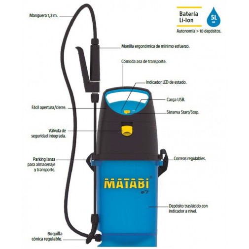 Pulverizador Electr Bateria E7 5 L