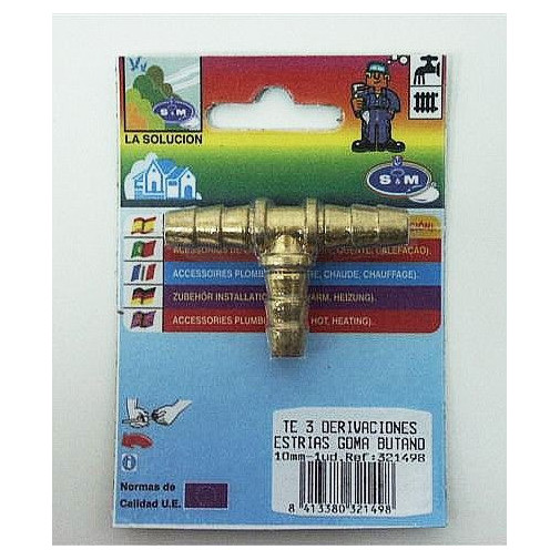 Conector Goma Butano En T 10mm Estria Goma Lat S&m