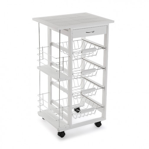 Carro Cocina C/rued 4cestas+cj+botel 84x37x47cm