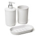 Tatay Set de 3pcs Sobremesa de Baño (Vaso + Dosificador + Jabonera) Baobab, de Plástico, Libre de BPA, Blanco Pergamon