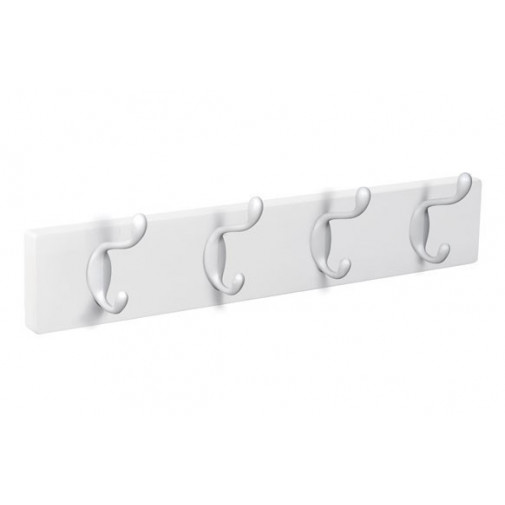 Percha Pared Madera Blanca 4 Ganchos Blancos Nesu