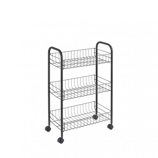 Carro 3 Pisos Lugano Negro Metaltex