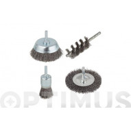 Cepillo Metalico Para Taladro Juego 4 Unidades Vastago 6 Mm