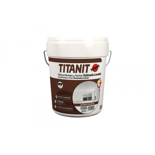 Pintura Plastica Interior Exterior Titanit Satinado 15 L Bla