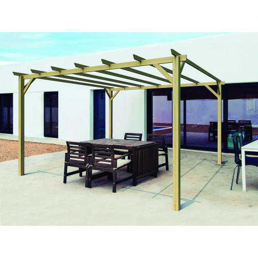 Pergola Madera Pino Macizo Iris 12.6m2 420 X 300 X H249 Cm P