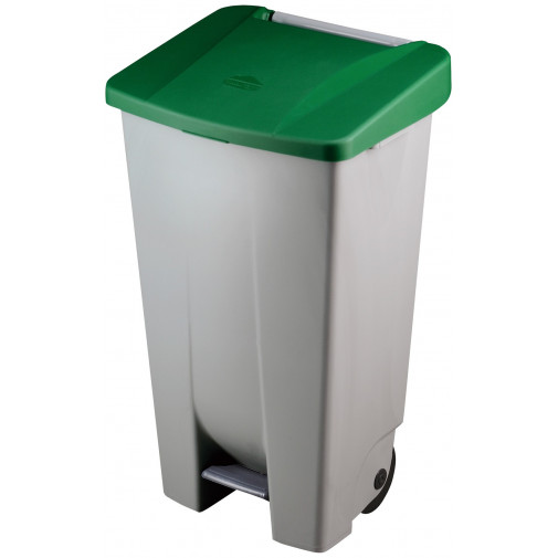 Contenedor Selectivo Tapa Azul Pedal Y Ruedas 80 L Denox