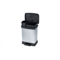 Cubo Pedal Duo Plastico Decorado Metal Plata 10 L+18 L