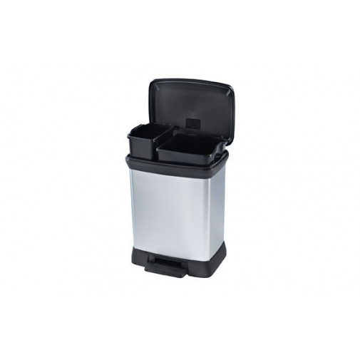 Cubo Pedal Duo Plastico Decorado Metal Plata 10 L+18 L