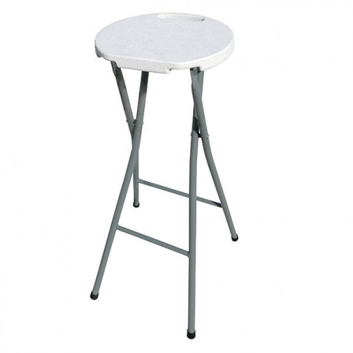 Taburete Redondo Plegable Blanco 32x76cm