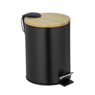 Cubo BaÑo Pedal Negro-bambu Tortona 3 L