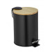 Wenko Cubo de pedal Easy Close 3 l. Tortona, negro mate/bambú, acero, 17 x 23,5 x 21 cm