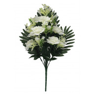 Ramo Palma Rosas X12 Blanco 58 Cm