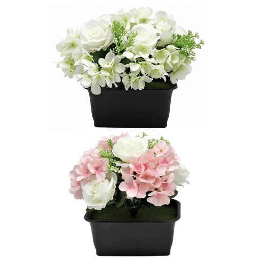 Jardinera Rect Rosa Y Hortensias Surtido 18x24 Cm