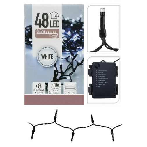 Guirnalda A Pilas Multifuncion 48 Leds Luz Bl Frio 4 M