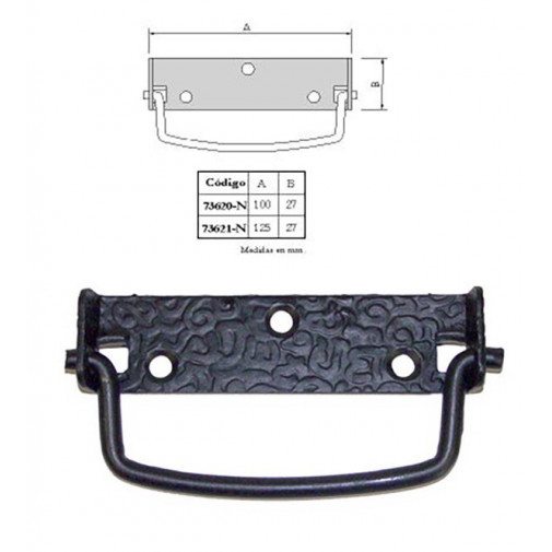 Asa Abatible Negra 100x27 Mm