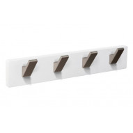 Percha Pared Madera Blanca 4 Ganchos Inox Mate Nesu