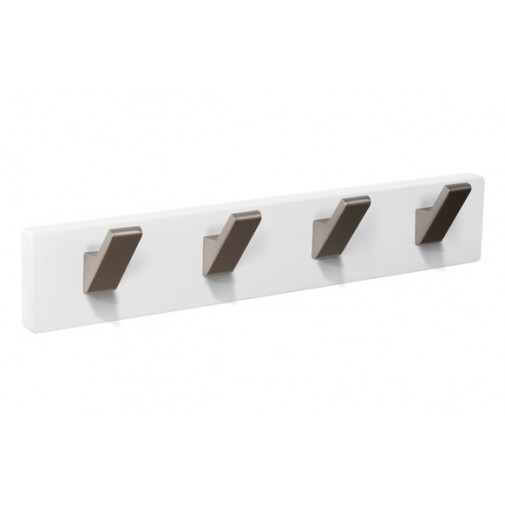 Percha Pared Madera Blanca 4 Ganchos Inox Mate Nesu
