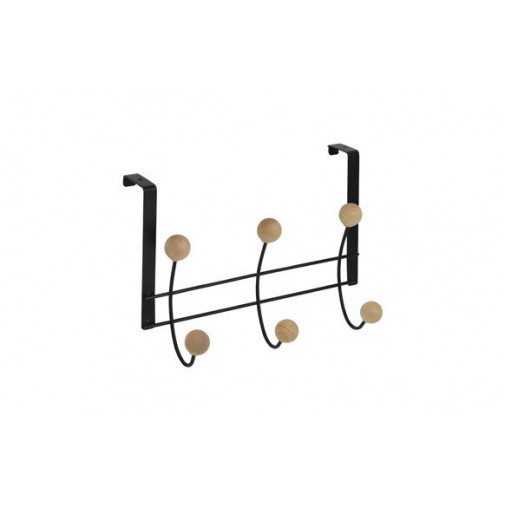 Percha Sobrepuerta Negra 6 Bolas Haya Natural Nesu