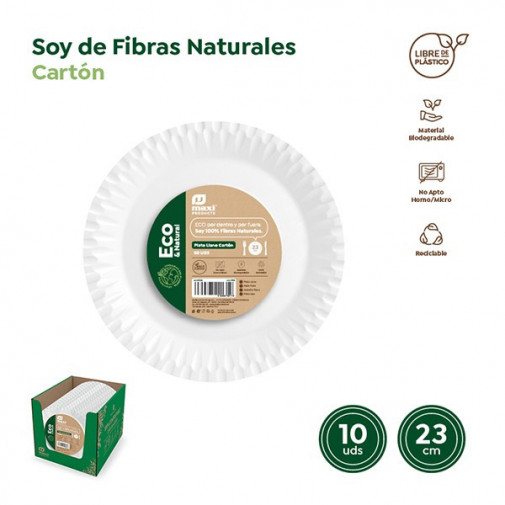 Plato Desechab Llano Carton Bco B/10 23 Cm