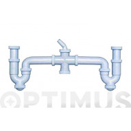 Sifon Curvo Doble Racord Extensible Ø 40 Mm +2 Tomas Elect C