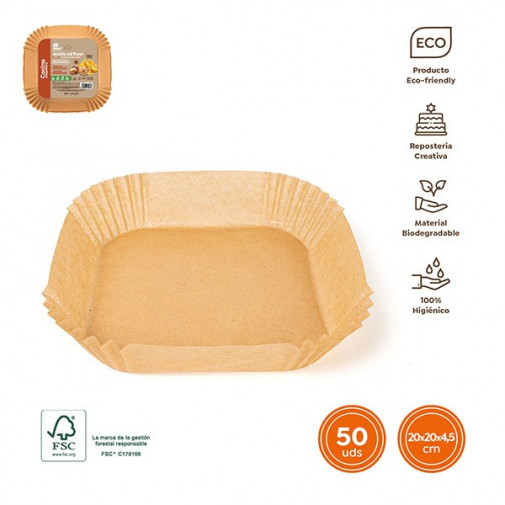 Molde Papel Silicon Cuadr Airfryer 50u. 20x20x4,5