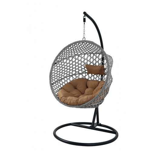 Sillon Colgante Pleg Gris C/cojin Marr 108x64x108