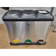 Cubo Basura Reciclaje Inox 45lt 3compartimentos (OUTLET)