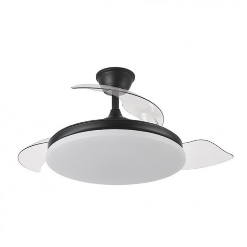 Ventilador Techo C/ Luz 3 Asp Retractil Negro 108 Cm