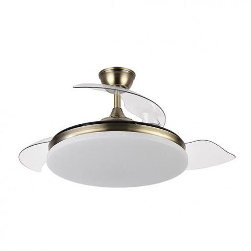 Ventilador Techo C/luz 3 Asp Retractil Dorado 108 Cm