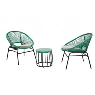 Conjunto Acero/pe Ratan Eolo 3 Pzas