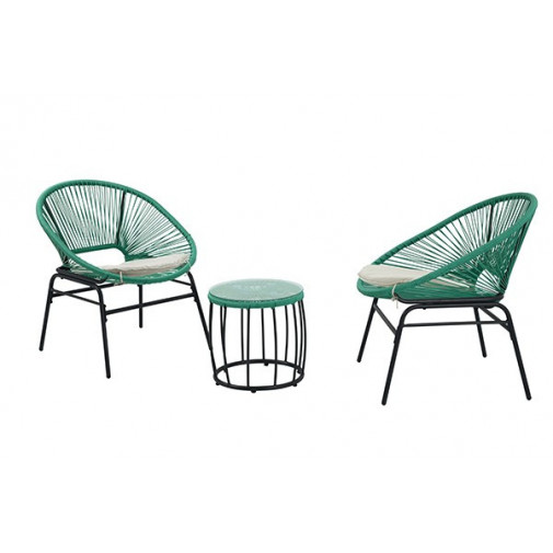 Conjunto Acero/pe Ratan Eolo 3 Pzas