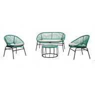 Conjunto Acero/pe Ratan Cabo Verde 4 Pzas