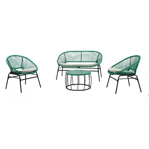 Conjunto Acero/pe Ratan Cabo Verde 4 Pzas