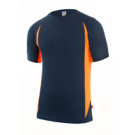 Camiseta Tecnica Poliester Azul Navy / Naranja Fluor Talla X