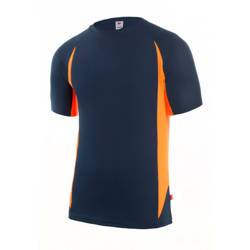 Camiseta Tecnica Poliester Azul Navy / Naranja Fluor Talla X