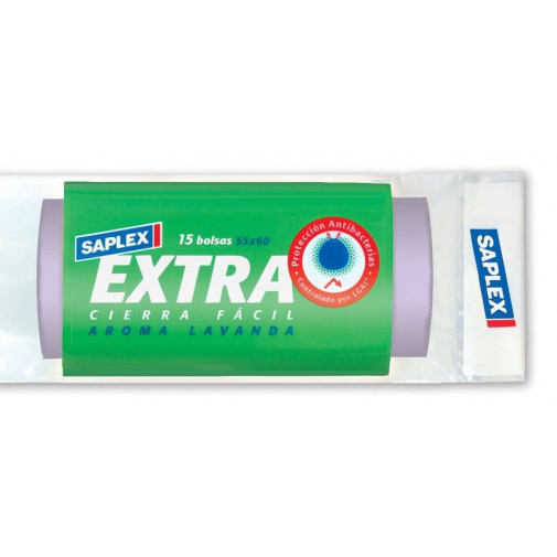 Bolsa Bas. 55x60 Cm Antibacterias Pl Mor Saplex 15 Pz