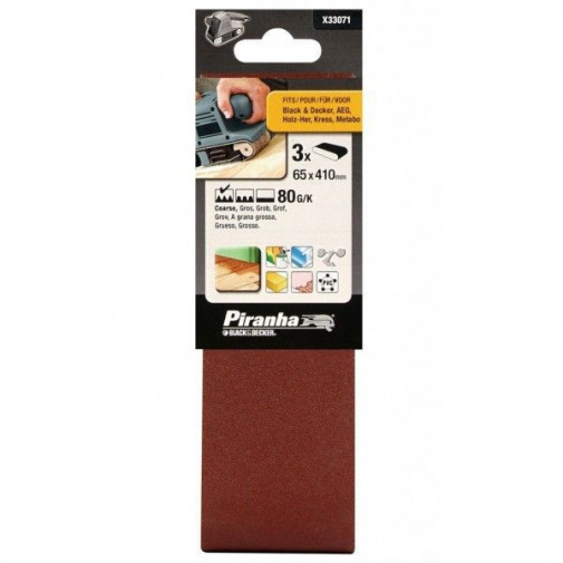 Banda Lija 65x410mm Grano 60 3pz X33066 Piranha B&d