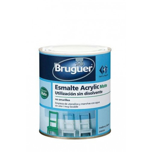 Esmalte Acrilico Mate Negro Permanente 750ml Bruguer 1732