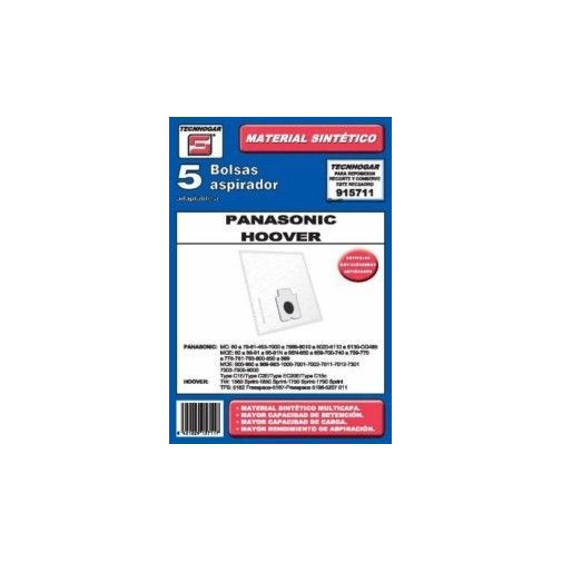 Bolsa Aspirador Papel Panasonic-hoover 915711 Thogar 5 Pz Rf