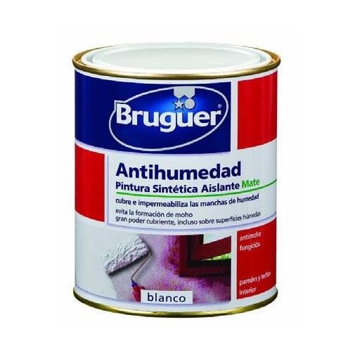 Pintura Sintetica Antihumedad Mate Blanco 750 Ml Bruguer