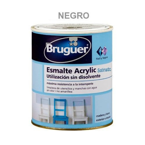 Esmalte Acrilico Satinado Negro 250ml Bruguer 1532