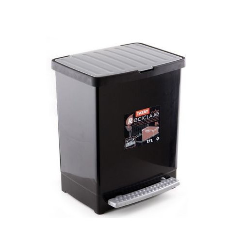 Cubo Reciclaje 17 L. +  8l.  Negro Ta-tay