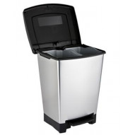 Cubo Bas. Recicl. 25lt C/pedal 2comp. Pl Gr/pl Curver 2