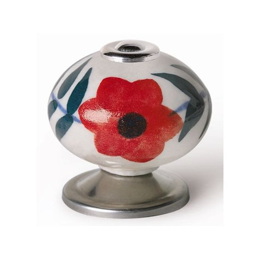 Pomo Mueb 40mm Porcel Ro Flor Rei