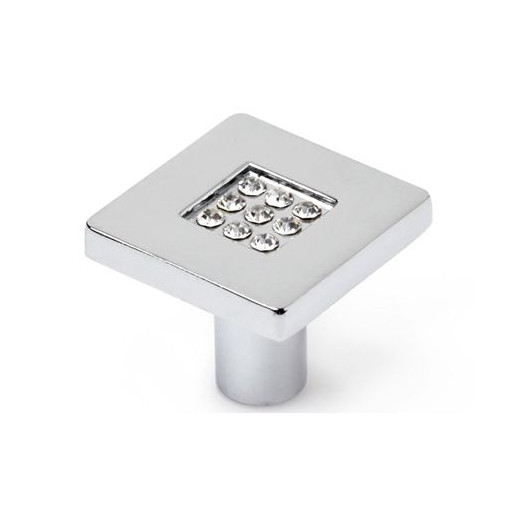 Pomo Mueb 28x28mm Cuadrado Zamak/cristal Rei